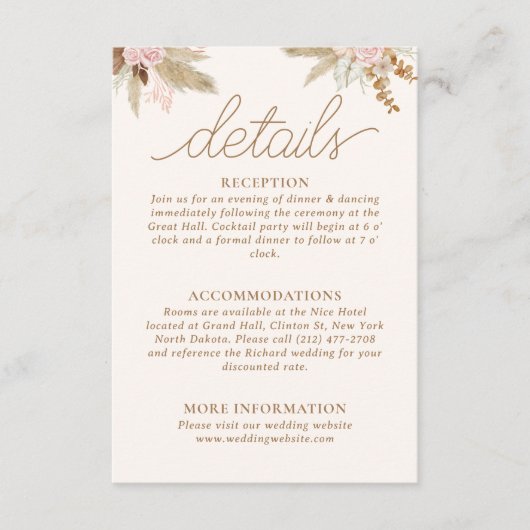 Exotische moderne Boho Tropical Wedding Begleitkarte (Vorderseite)