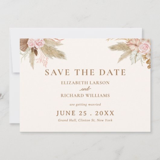 Exotische moderne Boho Tropical Wedding Save The Date (Vorderseite)