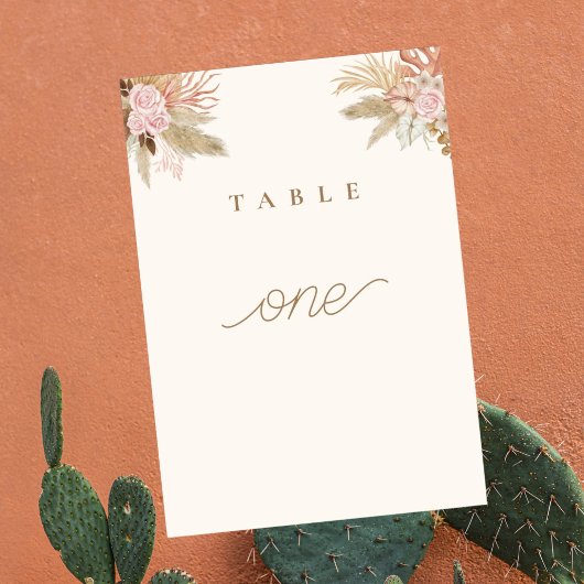 Exotische moderne Boho Tropical Wedding Tischnummer