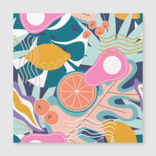 Exotische, moderne Dschungelcollage. Magnetkarte