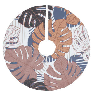 Exotische Monstera-Blätter, Vintag tropisch. Polyester Weihnachtsbaumdecke