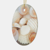 Exotische Muscheln mit weißem Pfirsich, Sommerstra Keramik Ornament (Links)