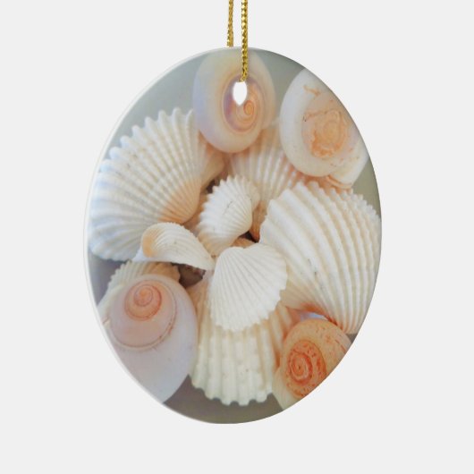 Exotische Muscheln mit weißem Pfirsich, Sommerstra Keramikornament (Rechts)