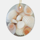 Exotische Muscheln mit weißem Pfirsich, Sommerstra Keramikornament (Links)