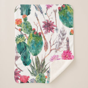 Exotische natürliche Vintage Aquarellmuster Sherpadecke