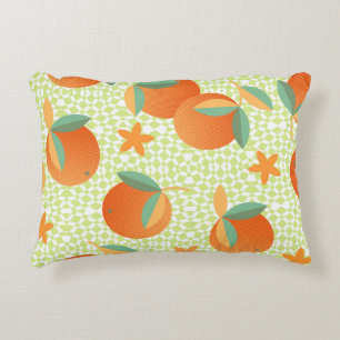 Exotische Orange Frucht: Tropisches Vintage. Dekokissen