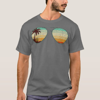 Exotische Palmen Palmen Retro Sonnenbrille Tropisc T-Shirt