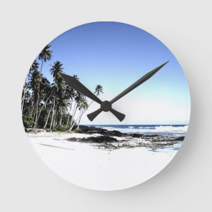 Exotische Palmen & Paradiesstrand Runde Wanduhr