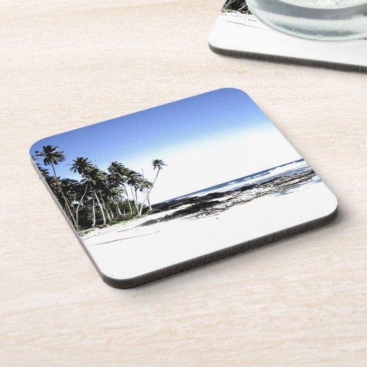 Exotische Palmen & Paradise Strand Getränkeuntersetzer (Linke Seite)