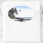 Exotische Palmen & Paradise Strand Ovaler Aufkleber (Tasche)