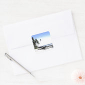 Exotische Palmen & Paradise Strand Quadratischer Aufkleber (Umschlag)