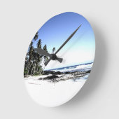 Exotische Palmen & Paradise Strand Runde Wanduhr (Winkel)