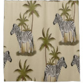 Exotische Palmen und Zebras Duschvorhang (Vorderseite)