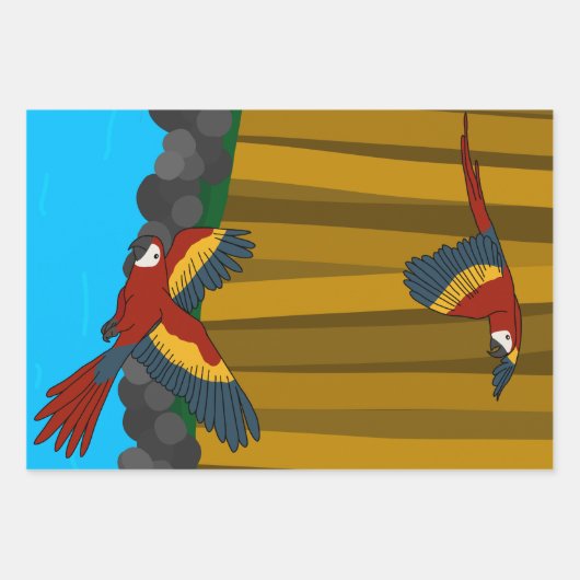 Exotische Papageien im Wald Geschenkpapier Set (Vorderseite 3)