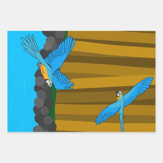 Exotische Papageien im Wald Geschenkpapier Set (Vorderseite 2)