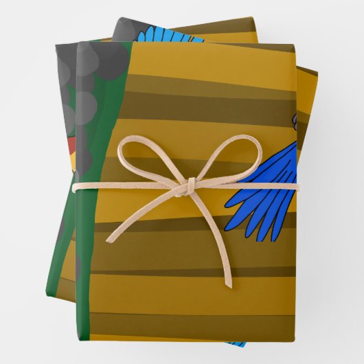 Exotische Papageien im Wald Geschenkpapier Set (Beispiel)