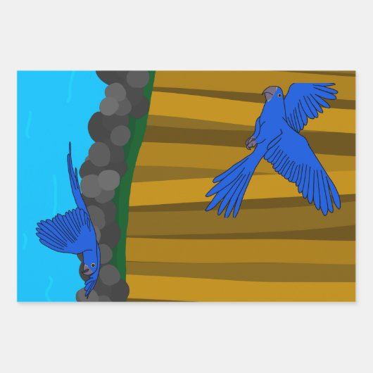 Exotische Papageien im Wald Geschenkpapier Set (Vorderseite)