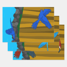 Exotische Papageien im Wald Geschenkpapier Set