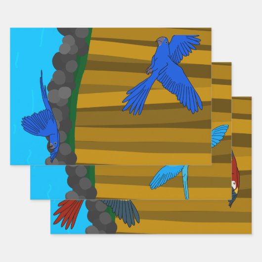 Exotische Papageien im Wald Geschenkpapier Set (Set)
