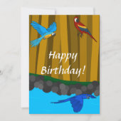 Exotische Papageien im Wald - Happy Birthday Card (Vorderseite)