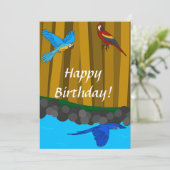 Exotische Papageien im Wald - Happy Birthday Card (Stehend Vorderseite)