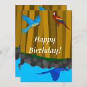 Exotische Papageien im Wald - Happy Birthday Card (Vorne/Hinten)