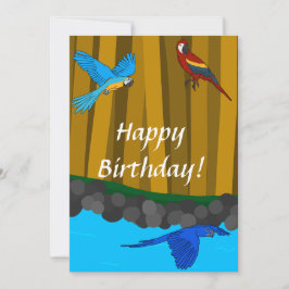 Exotische Papageien im Wald - Happy Birthday Card