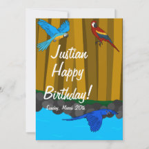 Exotische Papageien in der WaldGeburtstagspartei