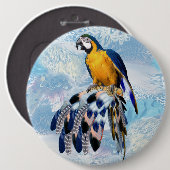 Exotische Papageientöne federn Geschenke Button (Vorne & Hinten)