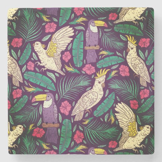 Exotische Paradiesvögel Steinuntersetzer (Vorderseite)