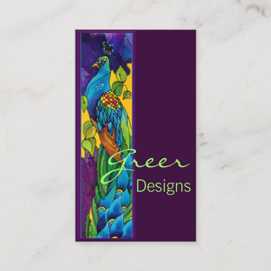 Exotische Pfauenkarte Visitenkarte (Vorderseite)
