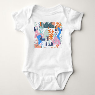 Exotische Pflanze: Helles, nahtloses Muster Baby Strampler