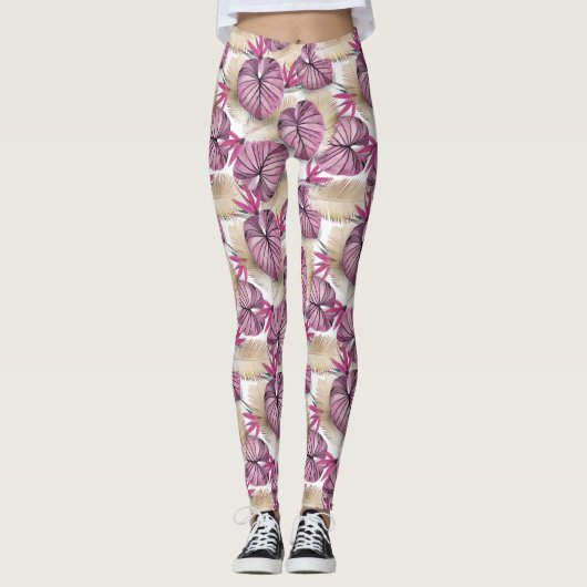 Exotische Pflanze Leggings (Vorderseite)