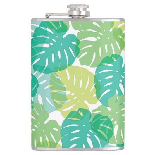 Exotische Pflanze: Tropical Monstera Flachmann (Vorderseite)