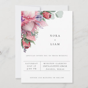 Exotische Protea-Blumen-Hochzeitseinladung Ankündigung