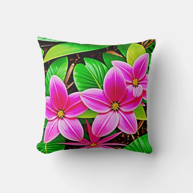 Exotische rosa Blume Kissen (Vorderseite)