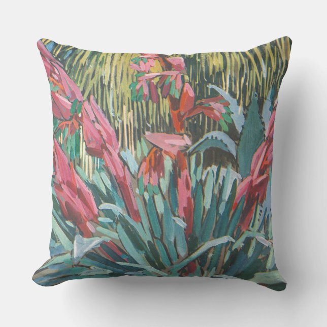 Exotische rosa Blumen Kissen (Vorderseite)