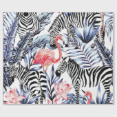 Exotische rosa Flamingo, Zebra im Hintergrund Somm Geschenkpapier (Flach)