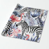 Exotische rosa Flamingo, Zebra im Hintergrund Somm Geschenkpapier (Ungerollt)