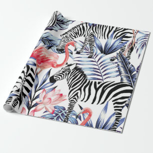 Exotische rosa Flamingo, Zebra im Hintergrund Somm Geschenkpapier
