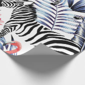 Exotische rosa Flamingo, Zebra im Hintergrund Somm Geschenkpapier (Ecke)