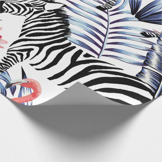 Exotische rosa Flamingo, Zebra im Hintergrund Somm Geschenkpapier (Ecke)