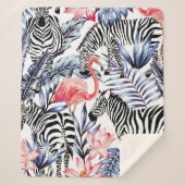 Exotische rosa Flamingo, Zebra im Hintergrund Somm Sherpadecke (Vorderseite)
