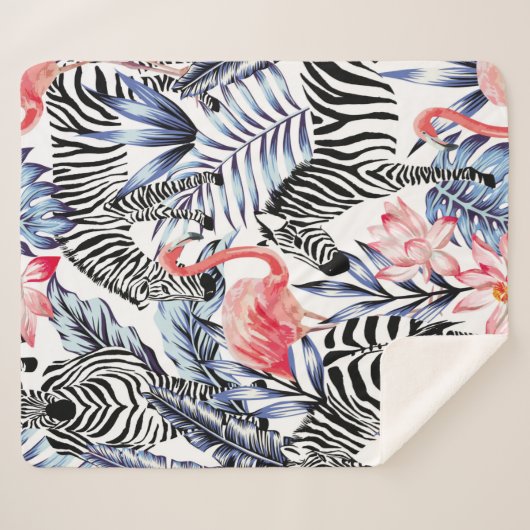 Exotische rosa Flamingo, Zebra im Hintergrund Somm Sherpadecke (Vorderseite (Horizontal))