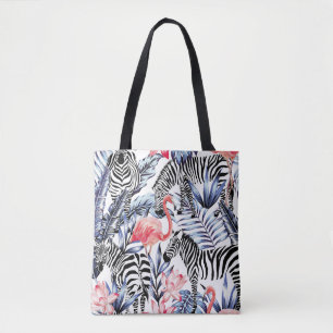 Exotische rosa Flamingo, Zebra im Hintergrund Somm Tasche