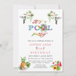 Exotische Rosa Hibiskus Hummingbirds 5th Birthday Einladung