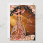 Exotische Rosa Kleid Gold Black Birthday Party Einladung (Vorderseite)