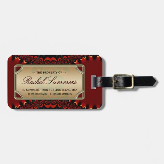 Exotische rote Spitze-Fraktal-etikettiert Gepäckanhänger (Vorderseite horizontal)