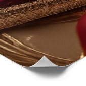 Exotische Rotkopfdame fließt rot-blau-Abstrakt Poster (Ecke)