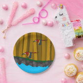 Exotische Scarlet-Papageien im Wald Pappteller (Party)